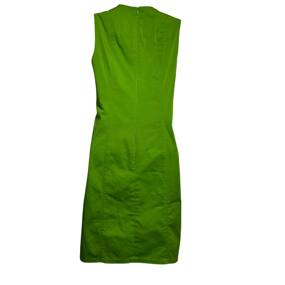 AKRIS Punto Black Lime Green Colorblock Sheath Dress Zip Front Size US 2 - Picture 2 of 9